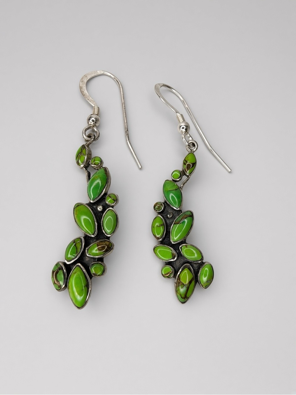 Sterling Silver Green Turquoise Cluster Drop Earrings Philippines 925